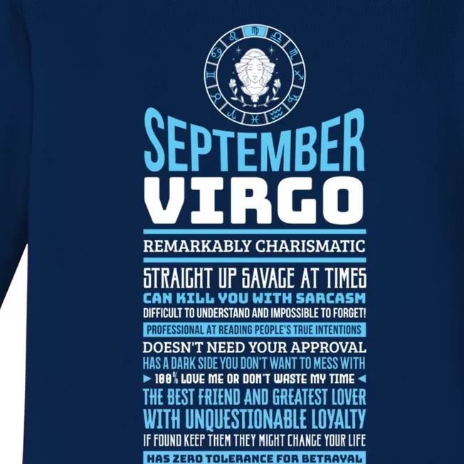 September Virgo Facts Traits Horoscope Zodiac Cute Gift Baby Long Sleeve Bodysuit