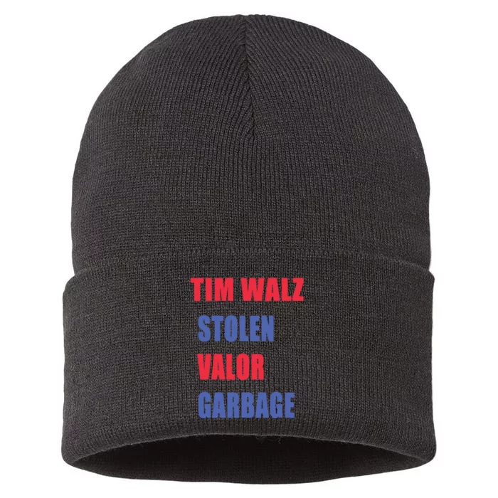 Stolen Valor Garbage Tim Walz Sustainable Knit Beanie