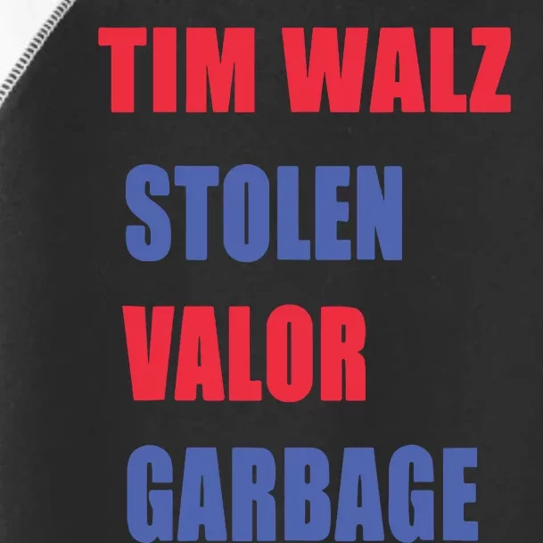 Stolen Valor Garbage Tim Walz Toddler Fine Jersey T-Shirt