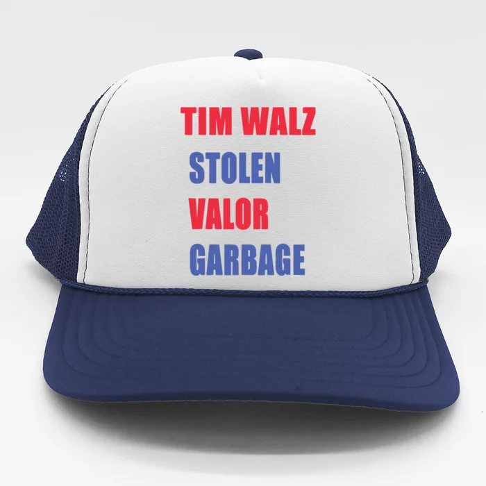 Stolen Valor Garbage Tim Walz Trucker Hat