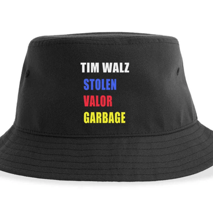 Stolen Valor Garbage Tim Walz Sustainable Bucket Hat