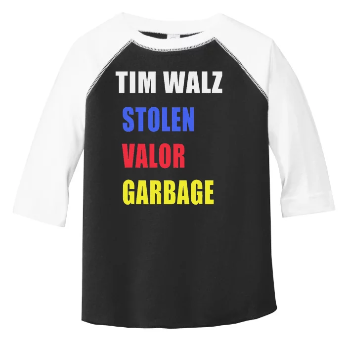 Stolen Valor Garbage Tim Walz Toddler Fine Jersey T-Shirt