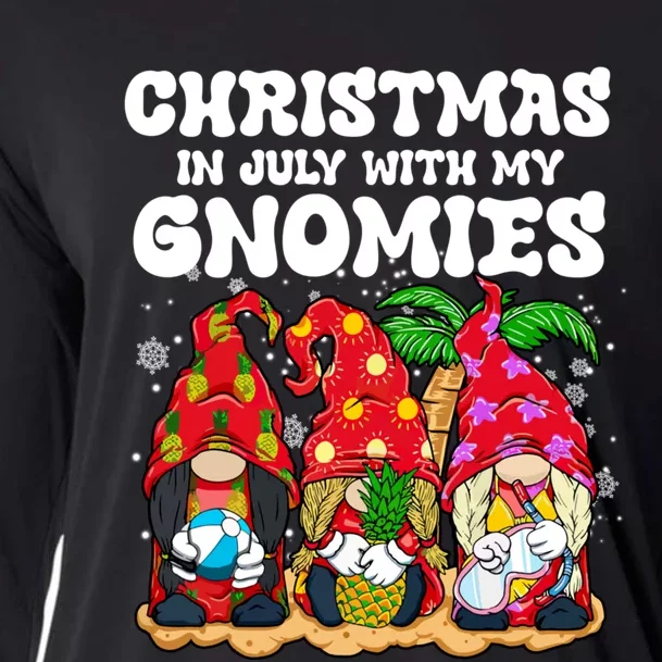 Summer Vacation Gnomes Lover Funny Christmas In July With My Gnomes Cooling Performance Long Sleeve Crew