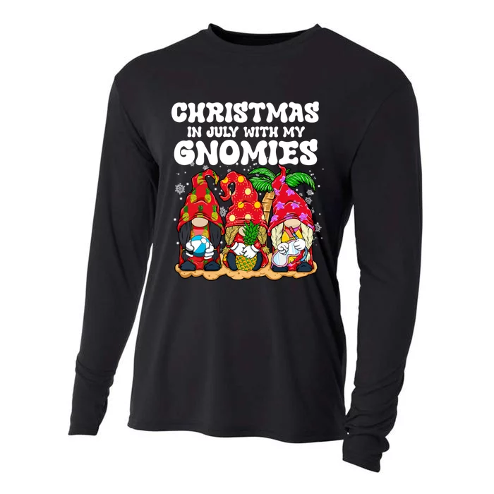 Summer Vacation Gnomes Lover Funny Christmas In July With My Gnomes Cooling Performance Long Sleeve Crew