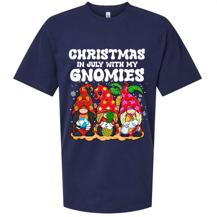 Summer Vacation Gnomes Lover Funny Christmas In July With My Gnomes Sueded Cloud Jersey T-Shirt