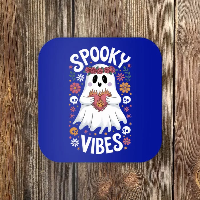 Spooky Vibes Ghost Retro Meaningful Gift Coaster