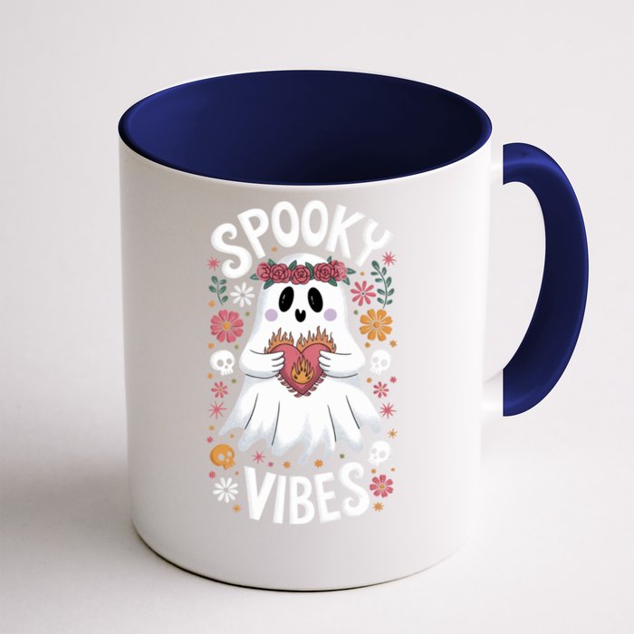 Spooky Vibes Ghost Retro Meaningful Gift Front & Back Coffee Mug