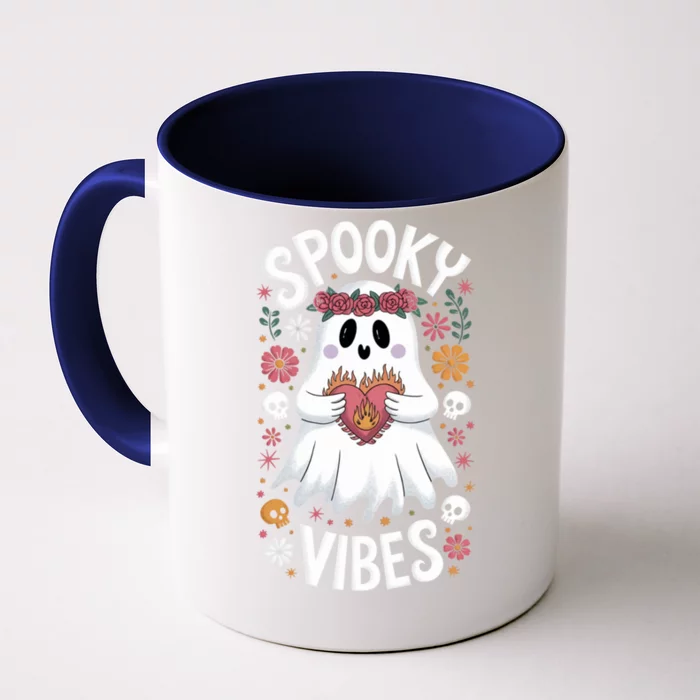 Spooky Vibes Ghost Retro Meaningful Gift Front & Back Coffee Mug