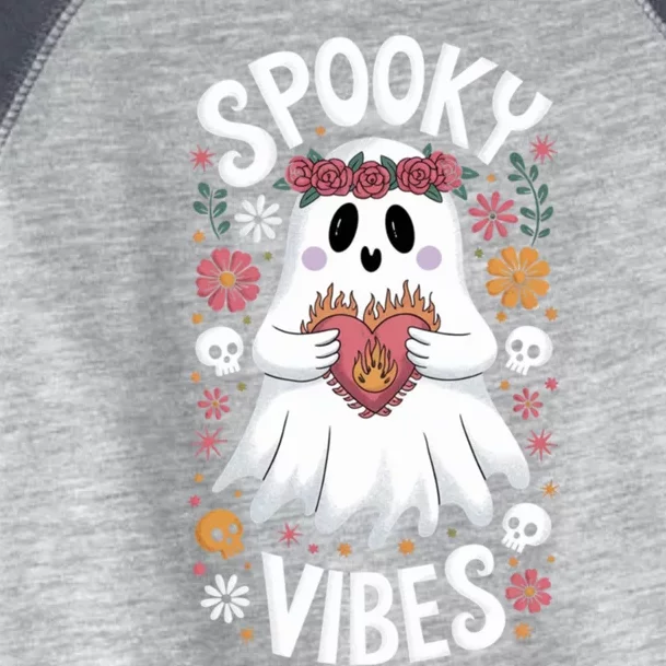 Spooky Vibes Ghost Retro Meaningful Gift Toddler Fine Jersey T-Shirt