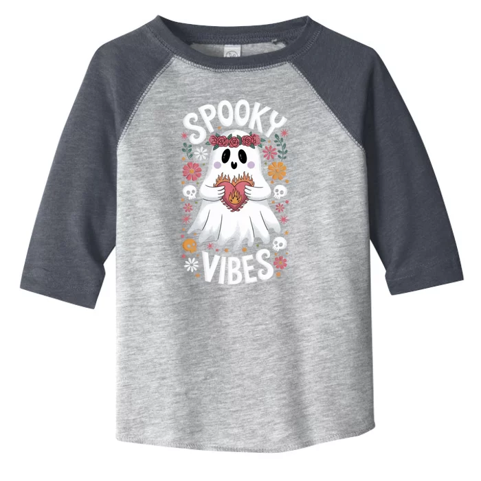 Spooky Vibes Ghost Retro Meaningful Gift Toddler Fine Jersey T-Shirt