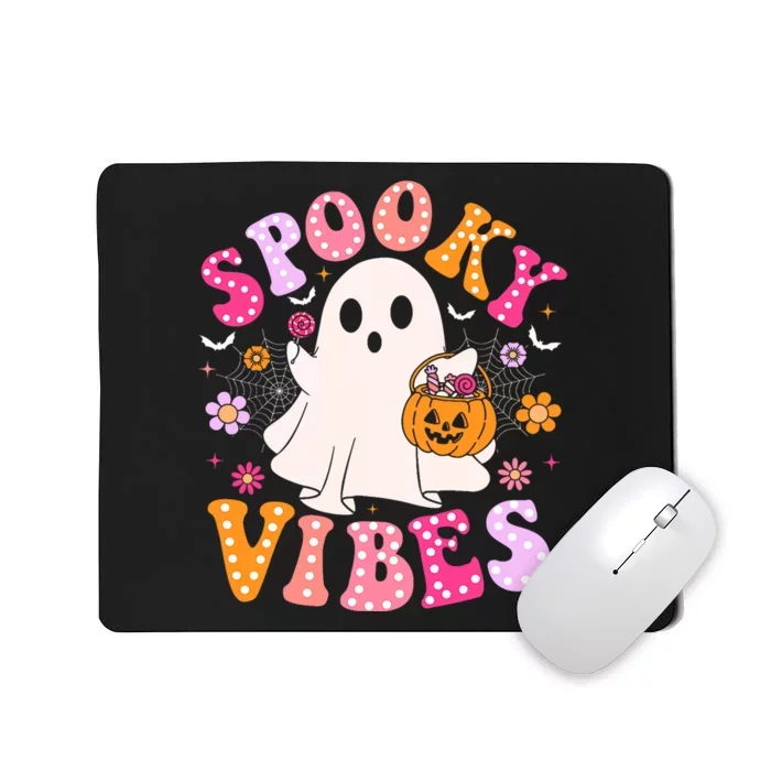 Spooky Vibes Ghost Retro Groovy Halloween Mousepad