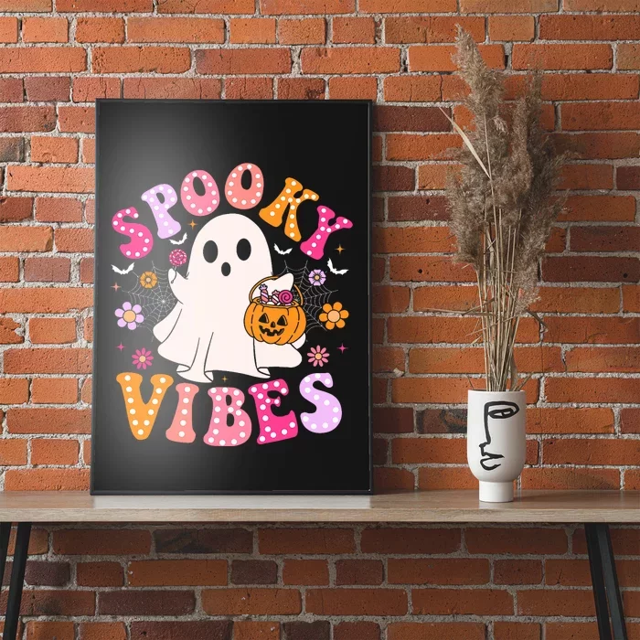 Spooky Vibes Ghost Retro Groovy Halloween Poster