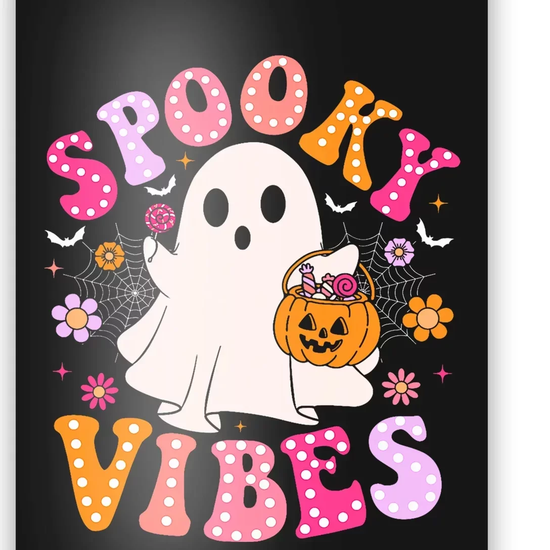 Spooky Vibes Ghost Retro Groovy Halloween Poster