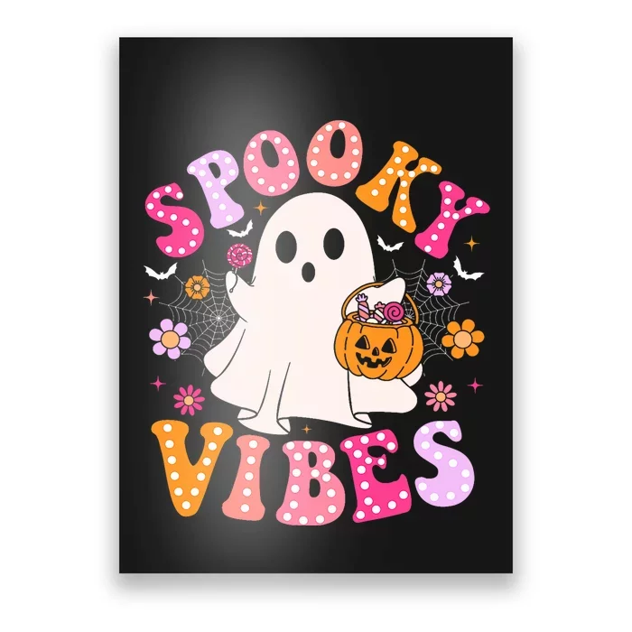 Spooky Vibes Ghost Retro Groovy Halloween Poster