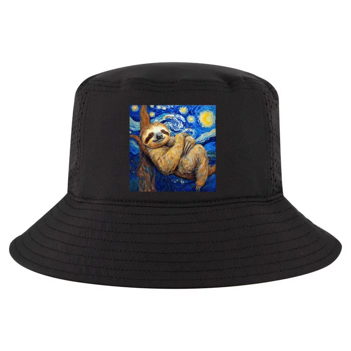 Sloth Van Gogh Style Starry Night Cool Comfort Performance Bucket Hat