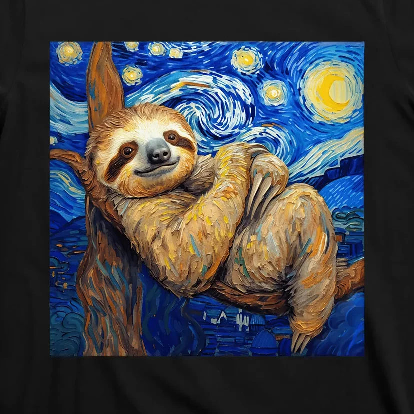 Sloth Van Gogh Style Starry Night T-Shirt