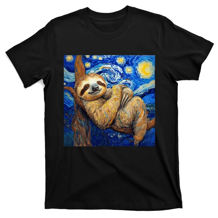 Sloth Van Gogh Style Starry Night T-Shirt