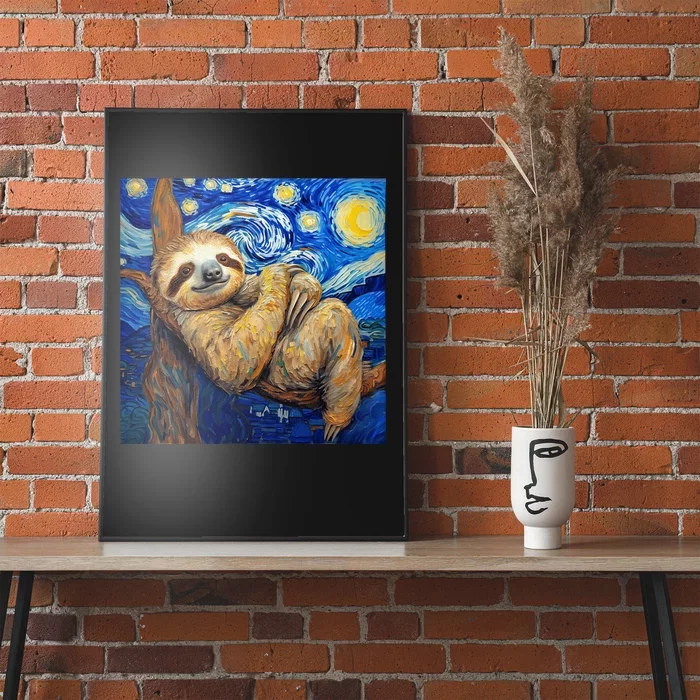 Sloth Van Gogh Style Starry Night Poster