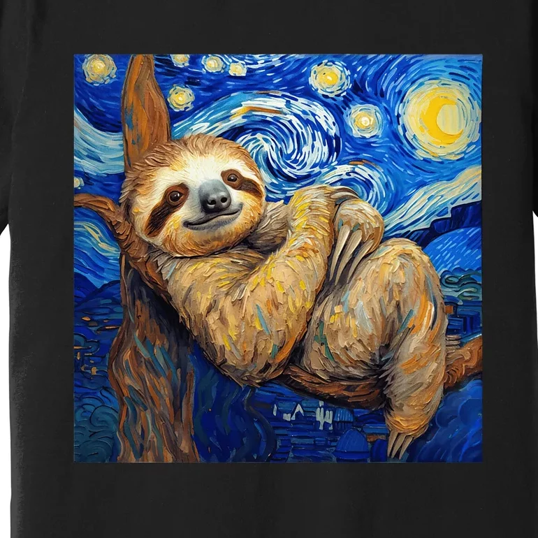 Sloth Van Gogh Style Starry Night Premium T-Shirt