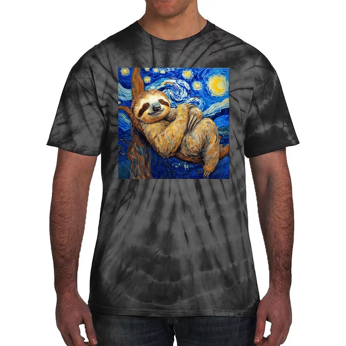 Sloth Van Gogh Style Starry Night Tie-Dye T-Shirt