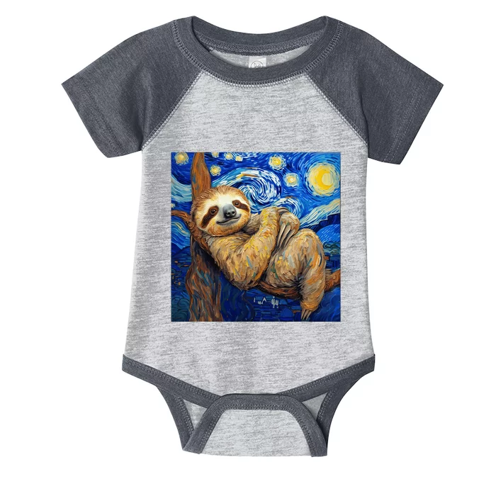 Sloth Van Gogh Style Starry Night Infant Baby Jersey Bodysuit