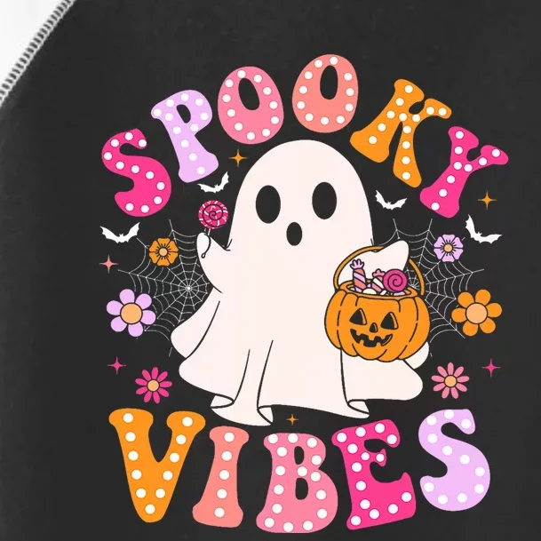 Spooky Vibes Ghost Retro Groovy Halloween Toddler Fine Jersey T-Shirt