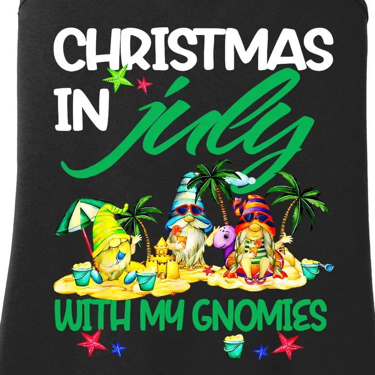 Summer Vacation Gnomes Christmas In July With My Gnomies Ladies Essential Tank