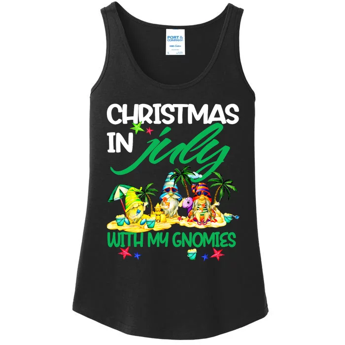 Summer Vacation Gnomes Christmas In July With My Gnomies Ladies Essential Tank