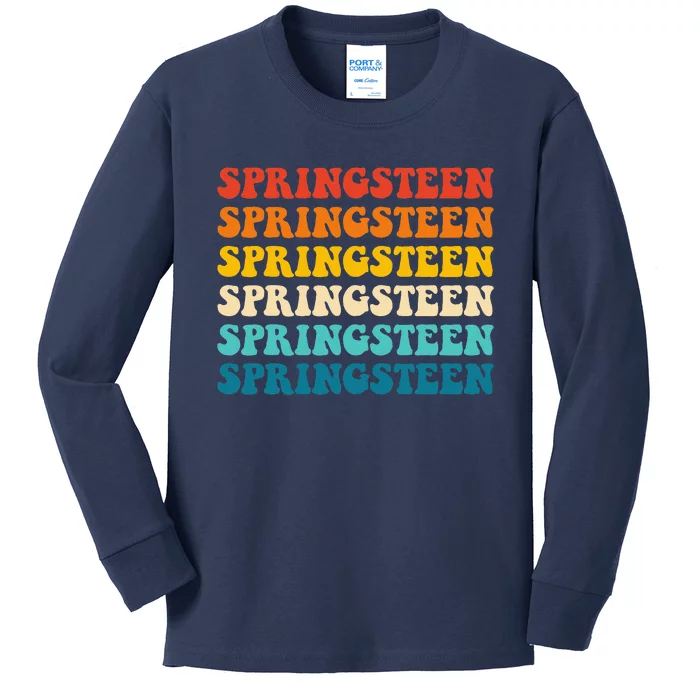 Springsteen Vintage Groovy Retro Party Everyday Casual Kids Long Sleeve Shirt