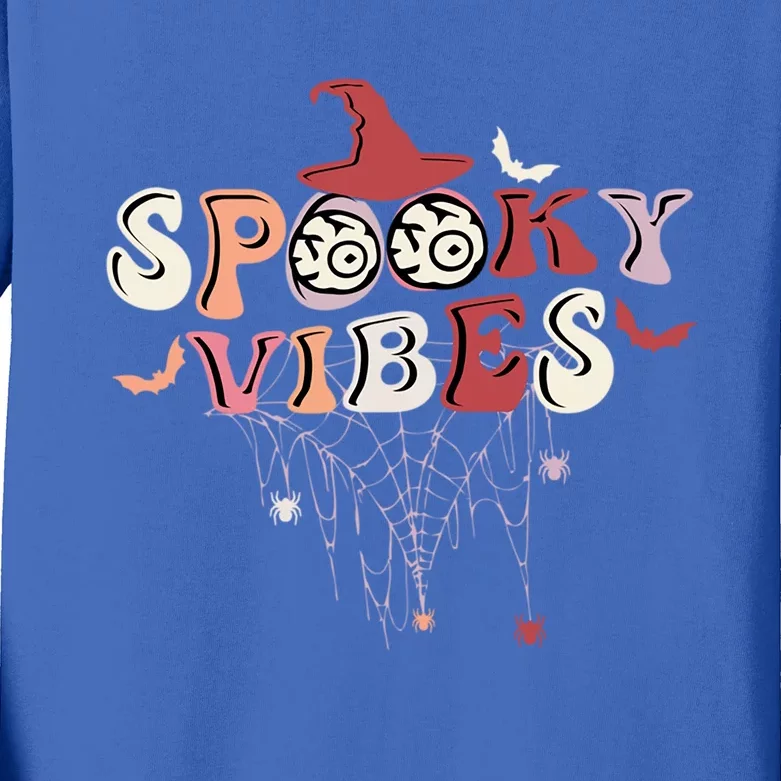 Spooky Vibes Ghost Witch Halloween Costume Gift Kids Long Sleeve Shirt