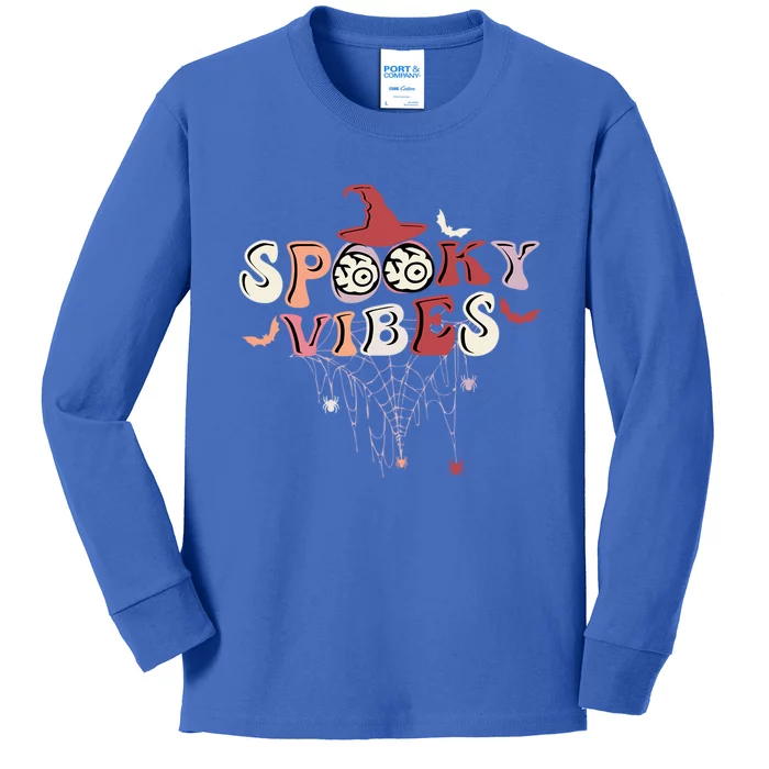 Spooky Vibes Ghost Witch Halloween Costume Gift Kids Long Sleeve Shirt