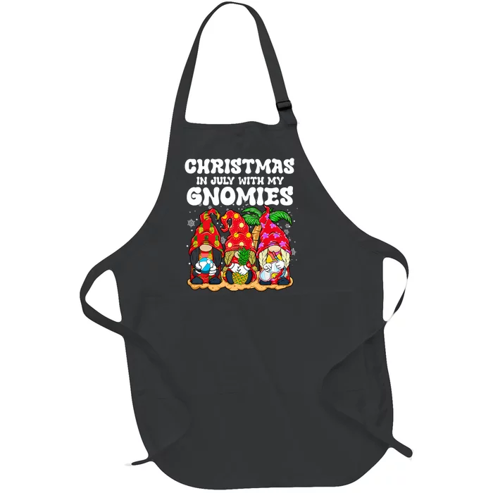 Summer Vacation Gnomes Lover Funny Christmas In July Full-Length Apron With Pocket