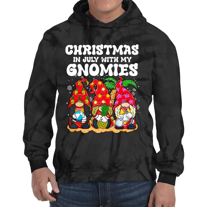 Summer Vacation Gnomes Lover Funny Christmas In July Tie Dye Hoodie