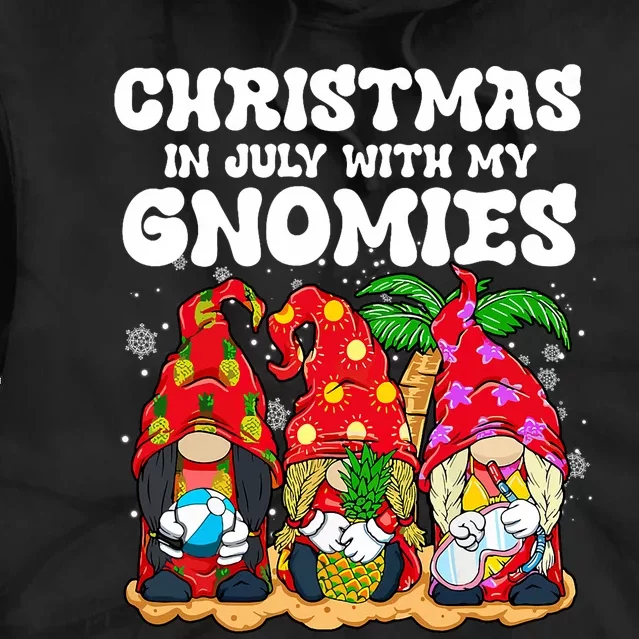 Summer Vacation Gnomes Lover Funny Christmas In July Tie Dye Hoodie