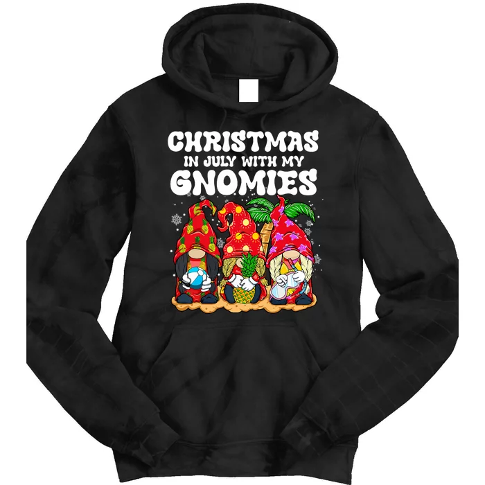 Summer Vacation Gnomes Lover Funny Christmas In July Tie Dye Hoodie