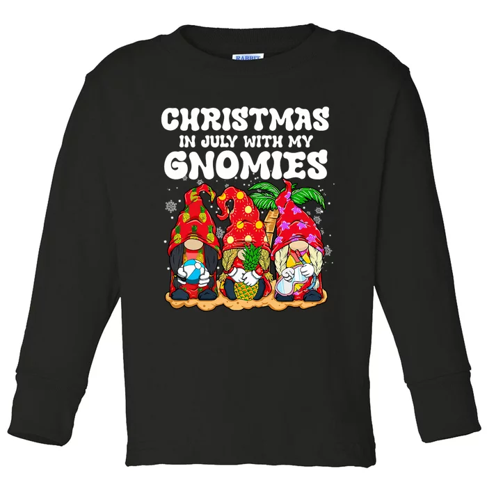 Summer Vacation Gnomes Lover Funny Christmas In July Toddler Long Sleeve Shirt