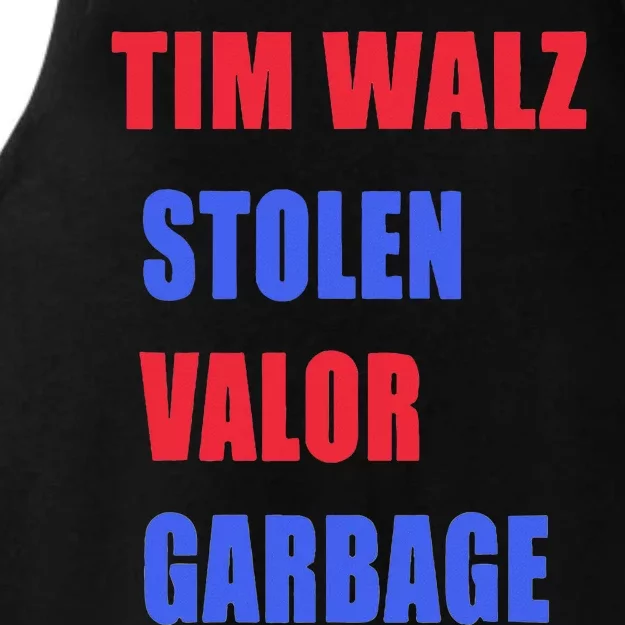 Stolen Valor Garbage Tim Walz Ladies Tri-Blend Wicking Tank