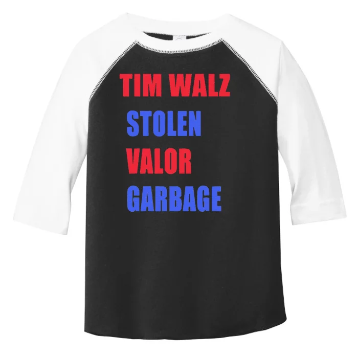 Stolen Valor Garbage Tim Walz Toddler Fine Jersey T-Shirt