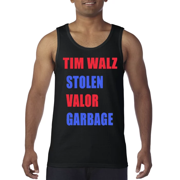 Stolen Valor Garbage Tim Walz Tank Top