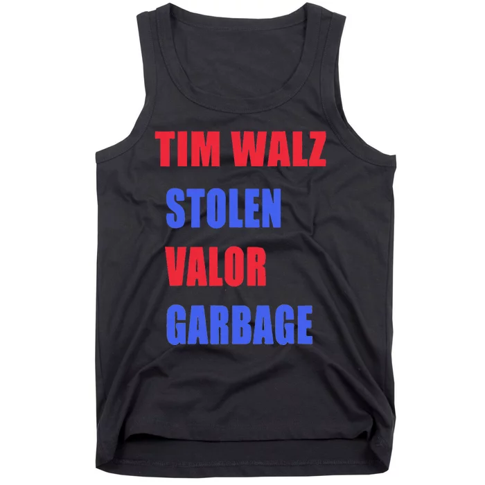 Stolen Valor Garbage Tim Walz Tank Top