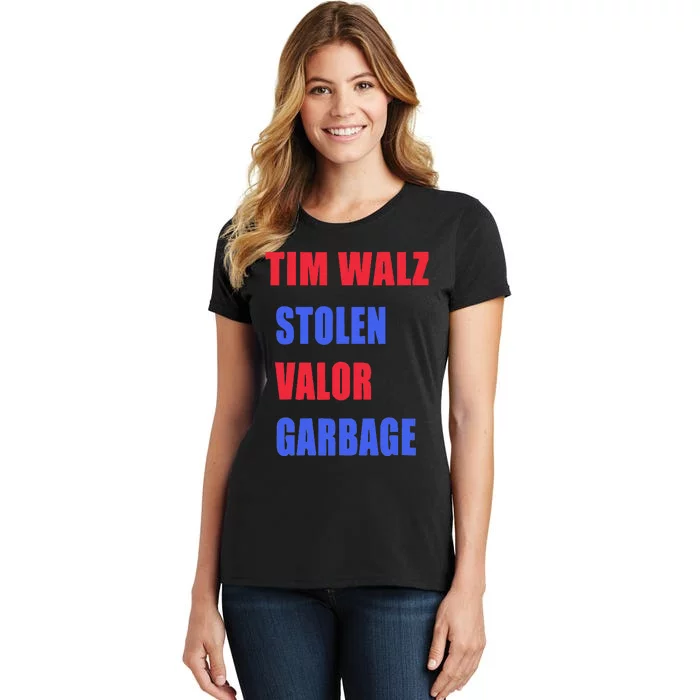 Stolen Valor Garbage Tim Walz Women's T-Shirt