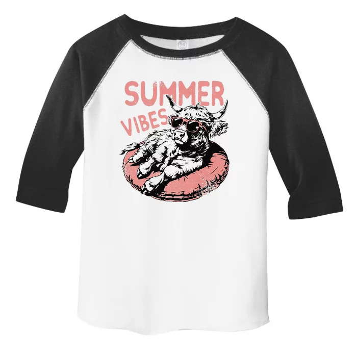 Summer Vibes Highland Cow Toddler Fine Jersey T-Shirt