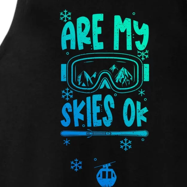 Ski Vacation Humor: Are My Skies Ok Apres Ski Gift Ladies Tri-Blend Wicking Tank