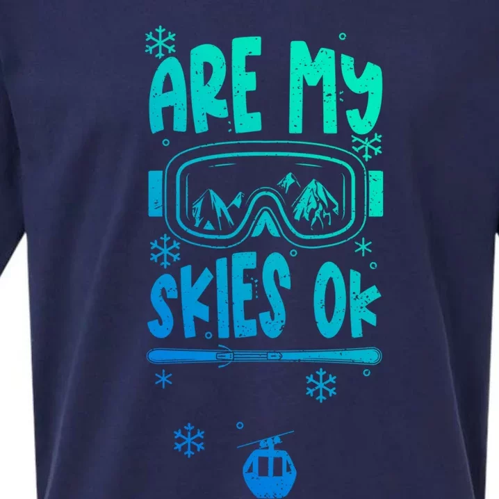 Ski Vacation Humor: Are My Skies Ok Apres Ski Gift Sueded Cloud Jersey T-Shirt