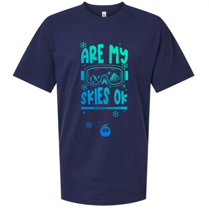 Ski Vacation Humor: Are My Skies Ok Apres Ski Gift Sueded Cloud Jersey T-Shirt