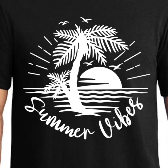 Summer Vibes Hello Summer Beach Vacay Summertime Palm Tree Funny Gift Pajama Set