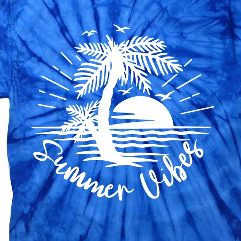 Summer Vibes Hello Summer Beach Vacay Summertime Palm Tree Funny Gift Tie-Dye T-Shirt