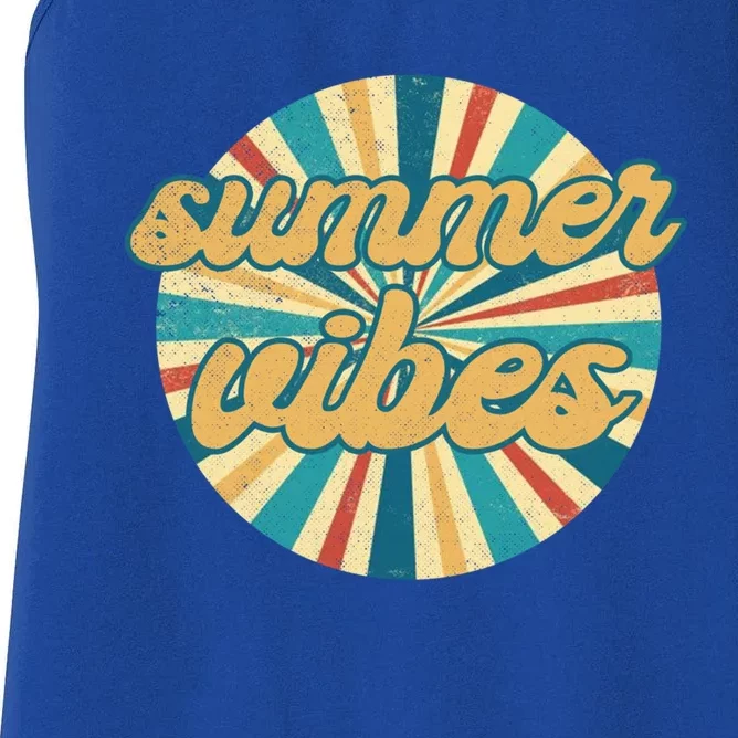 Summer Vibes Hello Summer Vacay Summertime Retro Style Gift Women's Racerback Tank