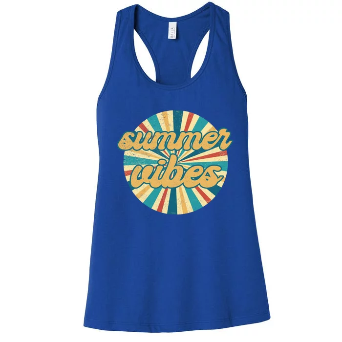 Summer Vibes Hello Summer Vacay Summertime Retro Style Gift Women's Racerback Tank