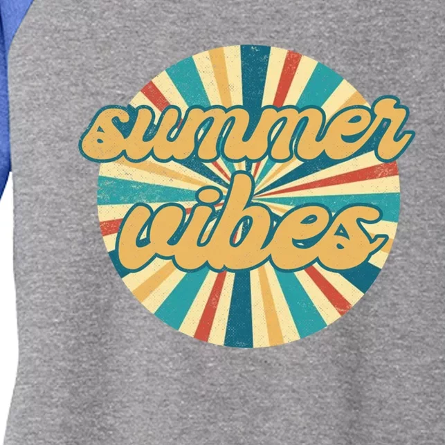 Summer Vibes Hello Summer Vacay Summertime Retro Style Gift Women's Tri-Blend 3/4-Sleeve Raglan Shirt